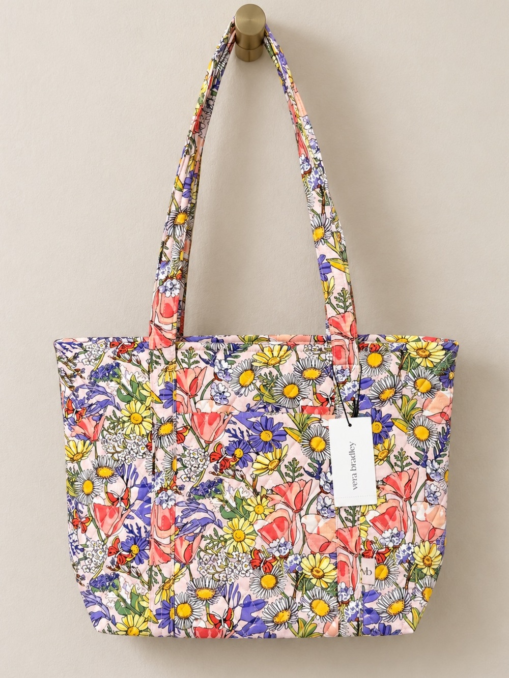 Vera Bradley Small Vera Tote Coastal Wildflowers Quilted Cotton NWT